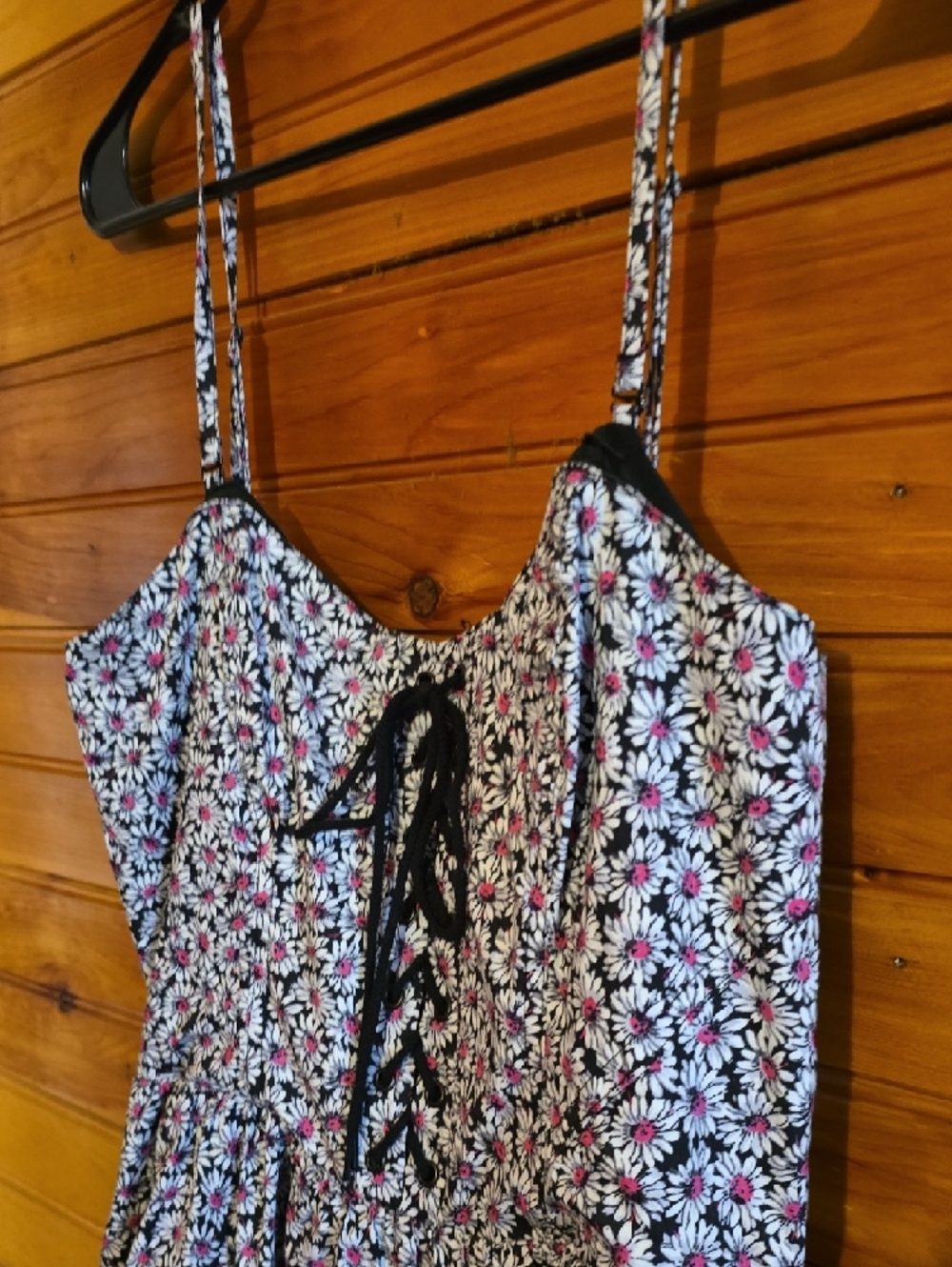 Betsey Johnson Black Daisy Print Dress with Pink Accents - Picture 3 of 14